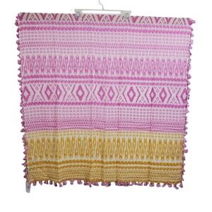 NWT J. Mclaughlin Tapestry Rectangle Scarf Maldive Ikat Pink Orange Tassel Boho